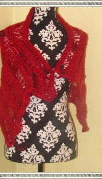 Red Sweetheart Drop Shawl w/Red Sequin Hearts