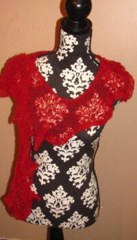 Red Lace Frilly Scarf