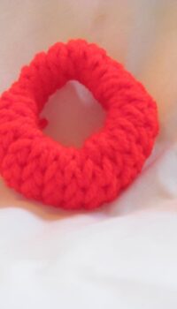 Hot Red Hand Knitted Scrunchie