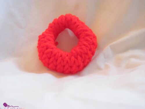 Hot Red Hand Knitted Scrunchie