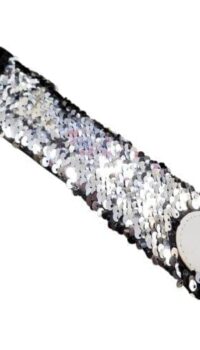 The Coral Palms® Mermaid Medallion Sequin Cuff Bracelet - Black/Silver - CLOSEOUT