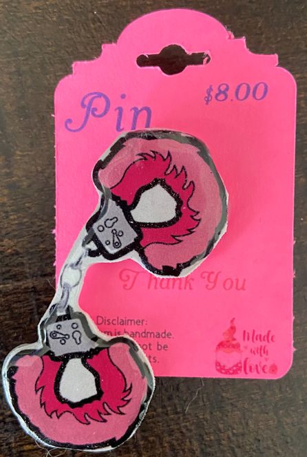 Pink Fuzzy Cuffs Pin